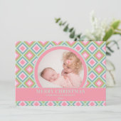 Pastel Pink Grün Großeltern Foto Weihnachten (Stehend Vorderseite)