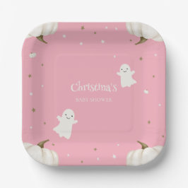 Pastel Pink Halloween Babydusche Papierplatte Pappteller