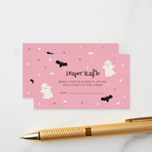 Pastel Pink Halloween Diaper Raffel Begleitkarte (Vorderseite/Rückseite Beispiel)