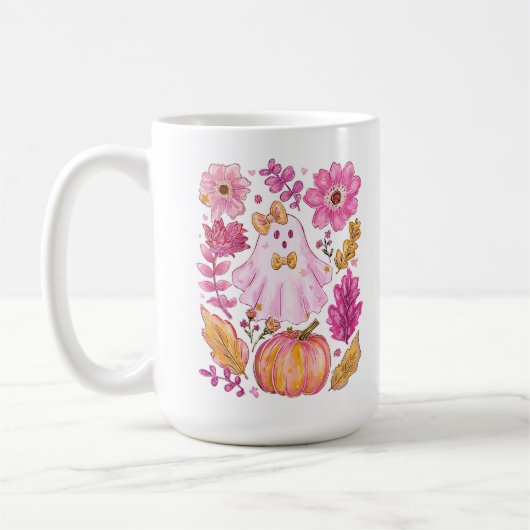 Pastel Pink Halloween Ghost Kaffeetasse (Links)