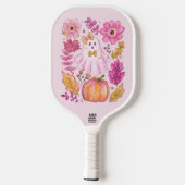 Pastel Pink Halloween Ghost with Custom Name Pickleball Schläger (Rückseite)