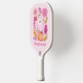 Pastel Pink Halloween Ghost with Custom Name Pickleball Schläger (Links)