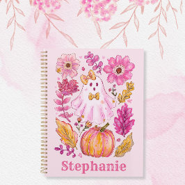 Pastel Pink Halloween Ghost with Custom Name Planer