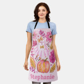Pastel Pink Halloween Ghost with Custom Name Schürze (Getragen)