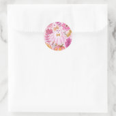 Pastel Pink Halloween Ghost with Flowers and Pumpk Runder Aufkleber (Tasche)