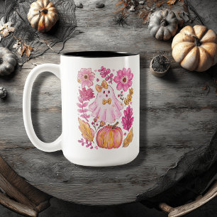 Pastel Pink Halloween Ghost Zweifarbige Tasse