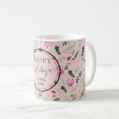 Pastel Pink Happy Holidays Tasse (VorderseiteRechts)