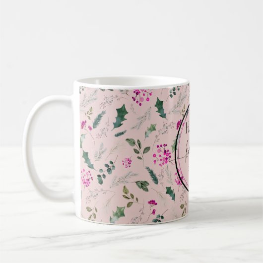 Pastel Pink Happy Holidays Tasse (Links)
