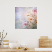 Pastel Pink Hazy Spring Petals Florals von Ava Poster (Küche)
