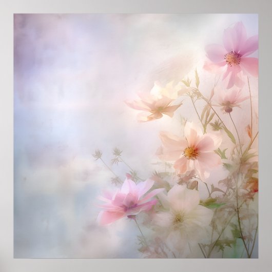 Pastel Pink Hazy Spring Petals Florals von Ava Poster (Vorne)