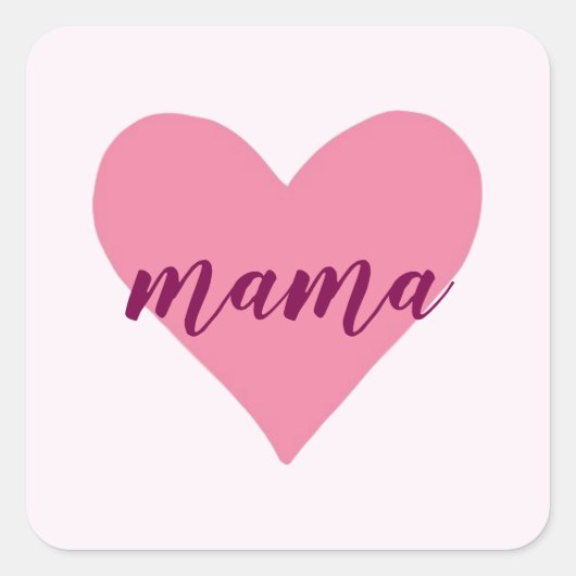Pastel Pink Heart Mama Sticker (Vorderseite)