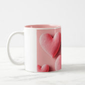 Pastel Pink Heart Pattern Design Zweifarbige Tasse (Links)