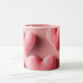 Pastel Pink Heart Pattern Design Zweifarbige Tasse (Mittel)