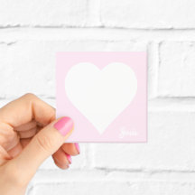 Pastel Pink Heart Post-it-Notizen mit Namen