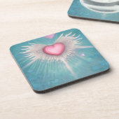 Pastel Pink Herz mit Flügeln Getränkeuntersetzer (Linke Seite)