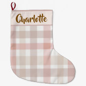 Pastel Pink Holiday Plaid | Christmas Stocking Großer Weihnachtsstrumpf (Vorderseite)