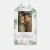 Pastel Pink Holly Christmas Geschenkanhänger (Vorderseite)