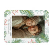 Pastel Pink Holly Christmas Magnet (Horizontal)