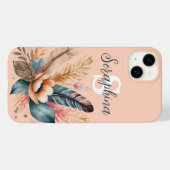 Pastel Pink Hübsch floral Elegante Mit Monogramm Case-Mate iPhone Hülle (Rückseite (Horizontal))
