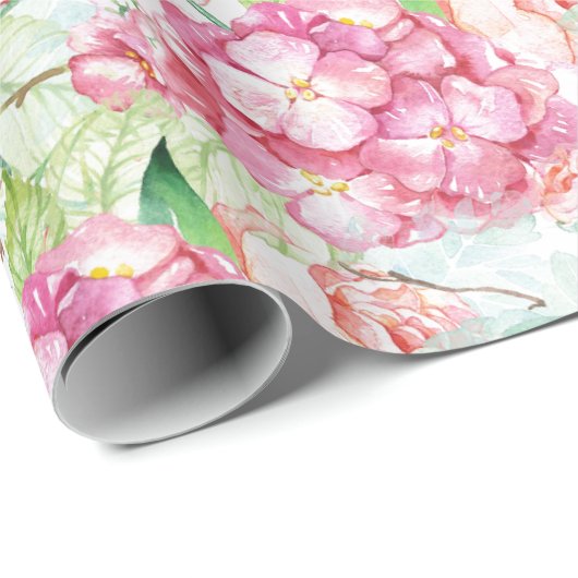 Pastel Pink Hydrangea Botanische Decoupage Craft o Geschenkpapier (Rolleneckpunkt)