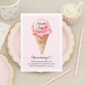 Pastel Pink Ice Cream Cone Birthday Party Einladung