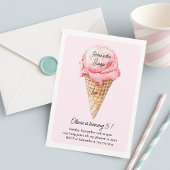 Pastel Pink Ice Cream Cone Birthday Party Einladung
