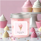 Pastel Pink Ice Cream Sticker | Kids Summer Party