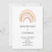 Pastel Pink & Imitate Glitzer Boho Rainbow Wedding Einladung (Vorderseite)