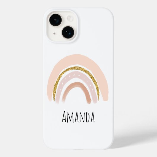 Pastel Pink & Imitate Glitzer Rainbow Boho Case-Mate iPhone Hülle (Rückseite)