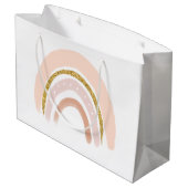 Pastel Pink & Imitate Glitzer Rainbow Boho Große Geschenktüte (Rückseite Schrägansicht)
