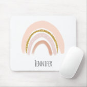 Pastel Pink & Imitate Glitzer Rainbow Boho Mousepad (Mit Mouse)
