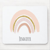 Pastel Pink & Imitate Glitzer Rainbow Boho Mousepad (Vorne)
