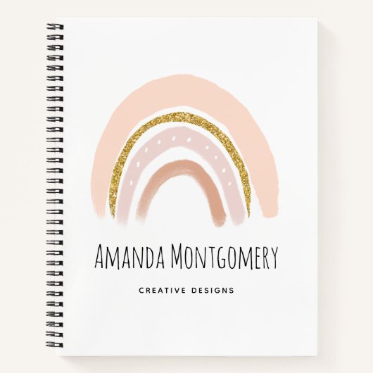 Pastel Pink & Imitate Glitzer Rainbow Boho Notizblock (Vorderseite)