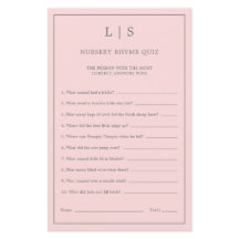 Pastel Pink Kinderzimmer Rhyme Quiz Baby Showspiel
