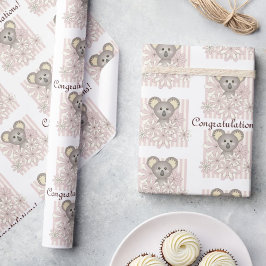 Pastel Pink Koala Baby Girl Dusche / Kindergeburts Geschenkpapier