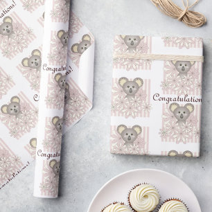 Pastel Pink Koala Baby Girl Dusche   KINDERGEBURTS Geschenkpapier