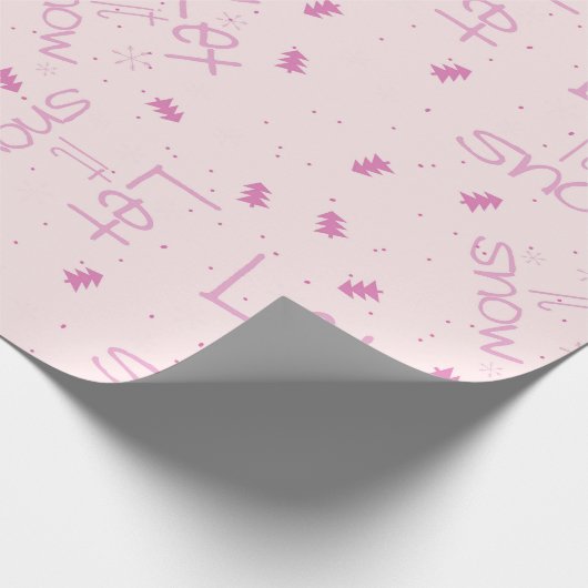 Pastel Pink "Let It Snow" Weihnachten Geschenkpapier (Ecke)