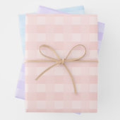 Pastel Pink Lila Blue Gingham Kariertes Muster Geschenkpapier Set (Beispiel)