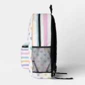 PASTEL PINK LILA-Gelb-BLAU-STREIFEN & HERZEN Bedruckter Rucksack (Rechts)