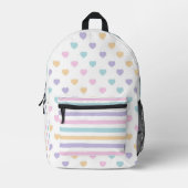 PASTEL PINK LILA-Gelb-BLAU-STREIFEN & HERZEN Bedruckter Rucksack (Vorderseite)