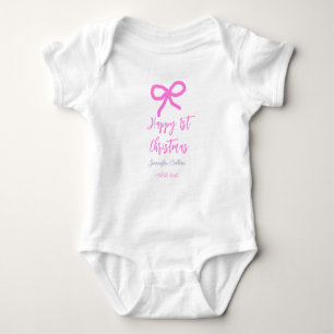 Pastel pink lila glücklich 1. Weihnachtsbogenname Baby Strampler
