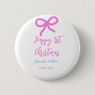Pastel pink lila glücklich 1. Weihnachtsbogenname Button