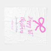 Pastel pink lila glücklich 1. Weihnachtsbogenname  Fleecedecke (Vorderseite (Horizontal))