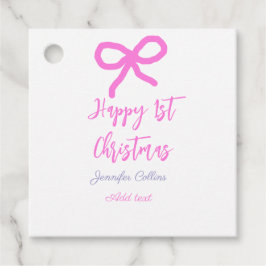 Pastel pink lila glücklich 1. Weihnachtsbogenname  Geschenkanhänger