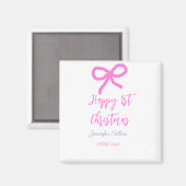 Pastel pink lila glücklich 1. Weihnachtsbogenname Magnet (Vorderseite/Rückseite)