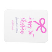Pastel pink lila glücklich 1. Weihnachtsbogenname  Magnet (Horizontal)