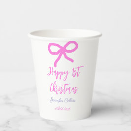 Pastel pink lila glücklich 1. Weihnachtsbogenname  Pappbecher