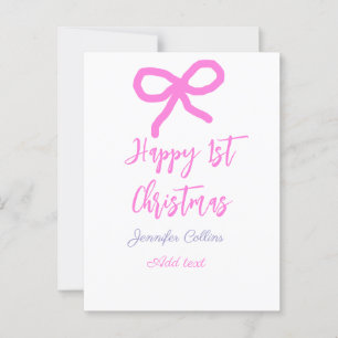 Pastel pink lila glücklich 1. Weihnachtsbogenname  Postkarte