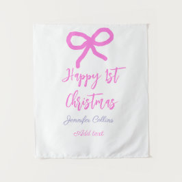 Pastel pink lila glücklich 1. Weihnachtsbogenname  Wandteppich