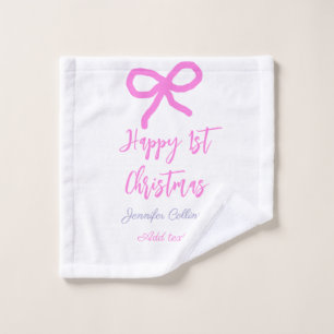 Pastel pink lila glücklich 1. Weihnachtsbogenname  Waschlappen